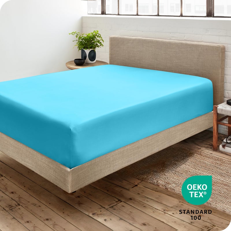 Bare Home Fitted Bottom Sheet Twin XL Size - Premium 1800 Microfiber - Ultra-Soft Hotel Luxury - Deep Pocket - Durable and Long Lasting (Twin XL, Aqua) - Image 4